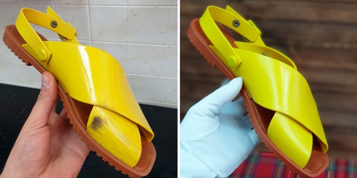 До и после: Реставрация лаковой обуви