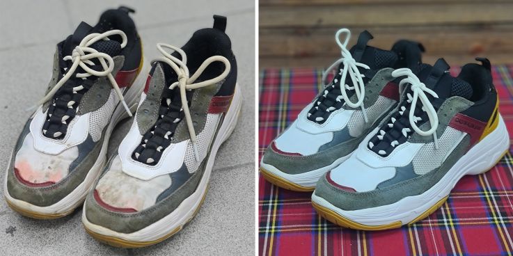 До и после: Устранение пятен, покраска текстиля и замши